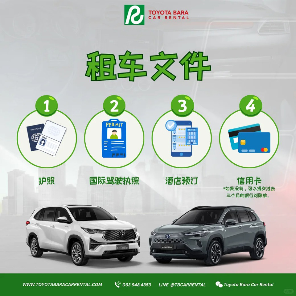 在曼谷租车，中国客户需要准备以下文件：