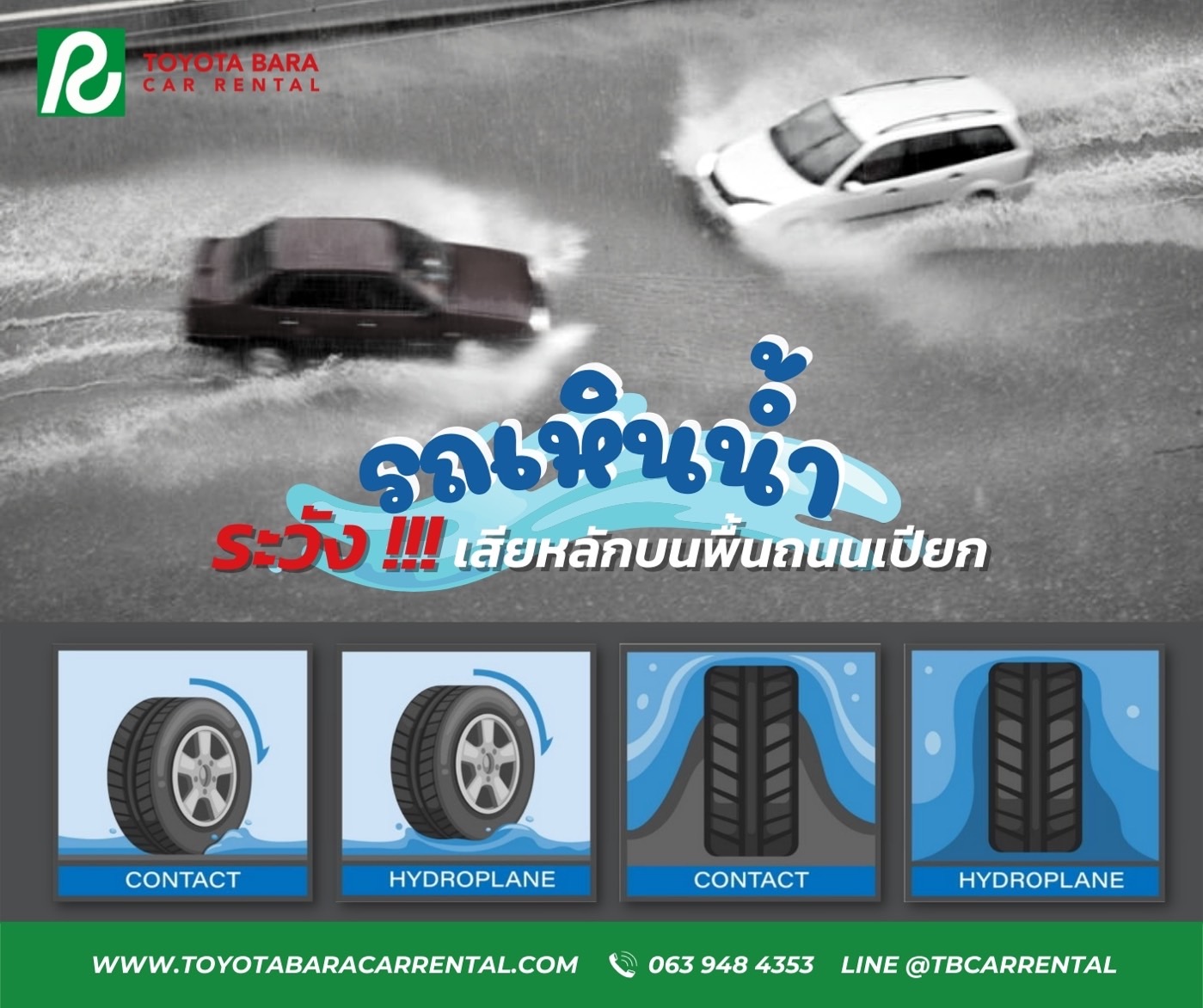 มาดูกันว่าอาการรถเหินน้ำ มีสาเหตุมาจากอะไร?