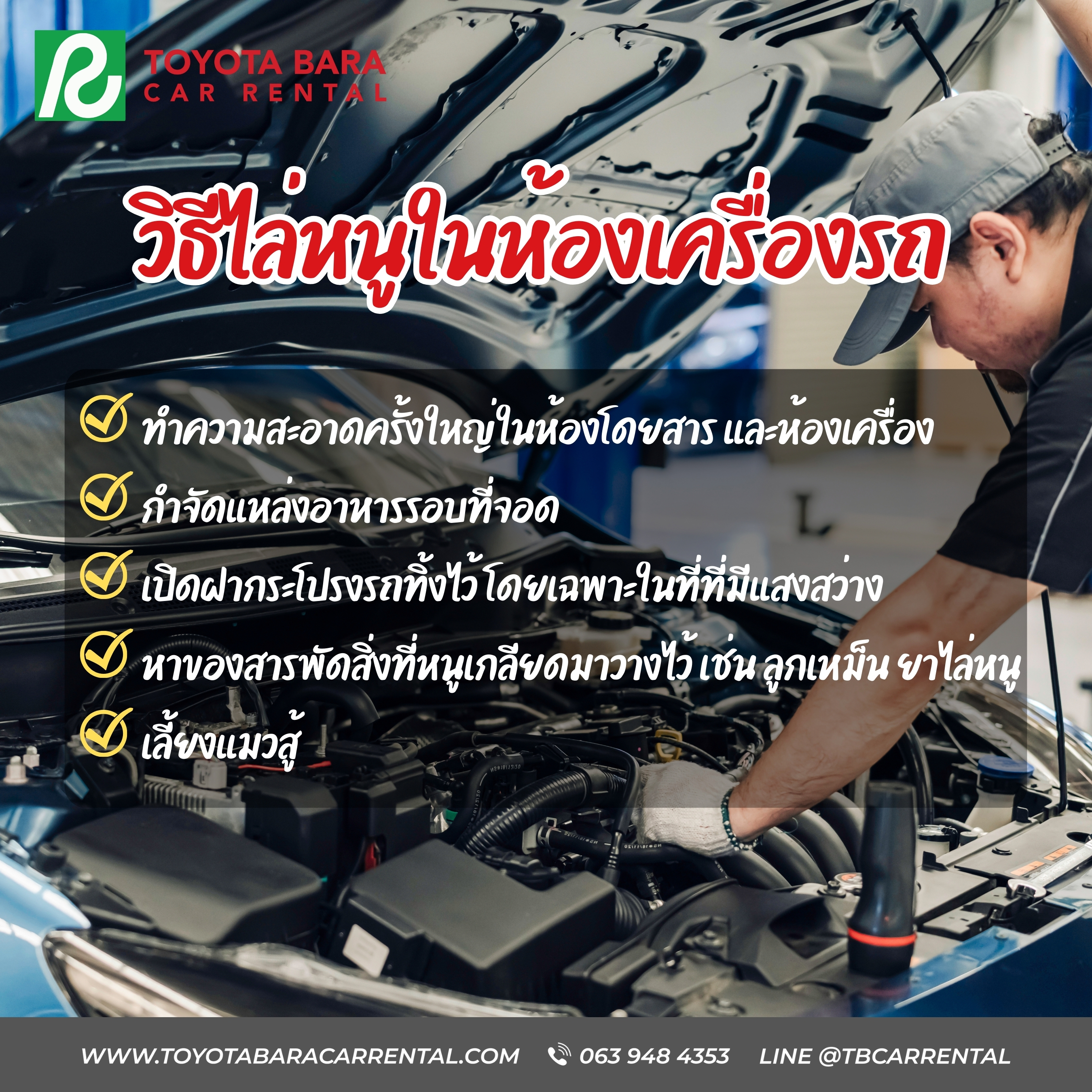 วิธีไล่หนูในห้องเครื่องรถ 